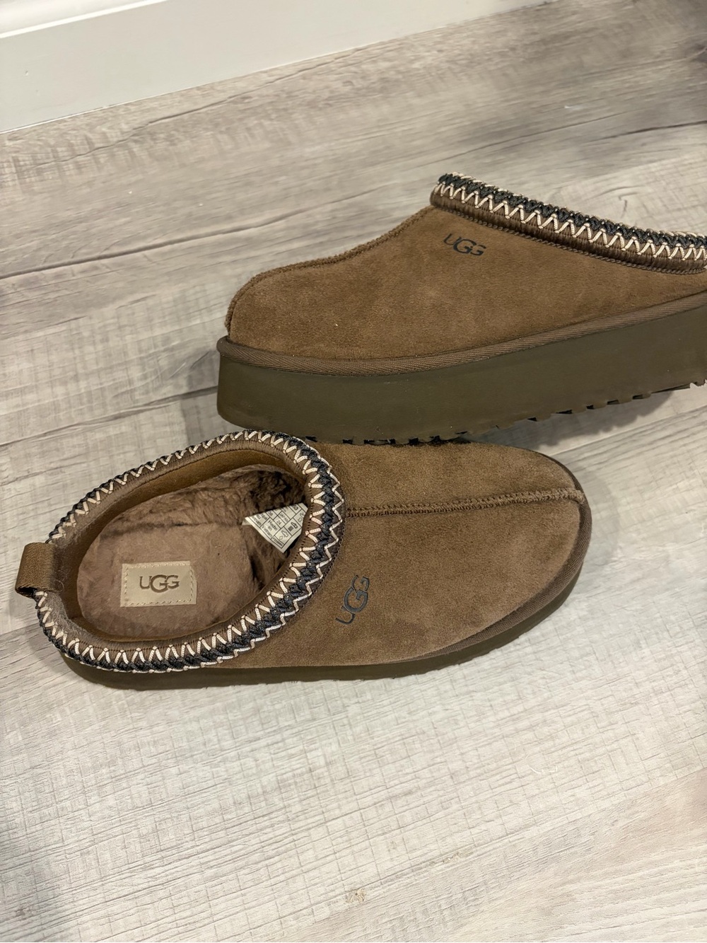 UGG Brown Suede Cozy Platform Slip-On Clog